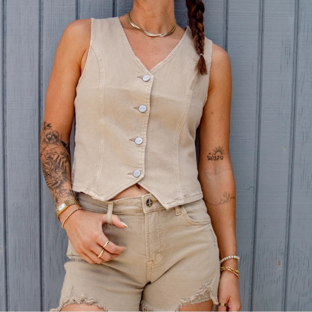 Revel Risen Tan Denim Vest